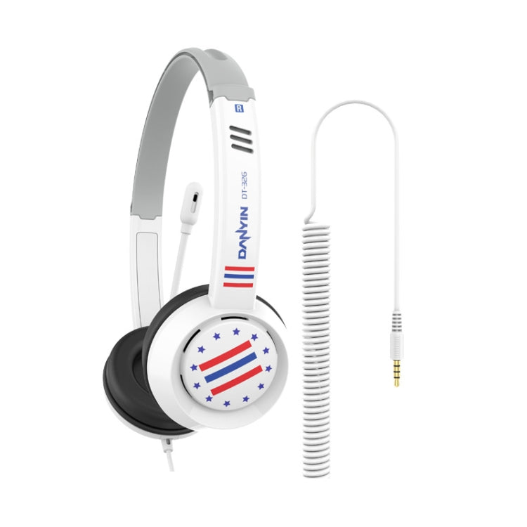 DANYIN DT326 Head-mounted Desktop Computer Children Learning Wire Headset with Microphone, Cable Length:1.8m, Style:Star Flag(White) - Multimedia Headset by Danyin | Online Shopping South Africa | PMC Jewellery | Buy Now Pay Later Mobicred