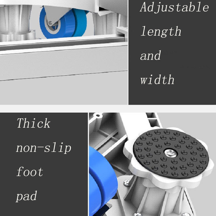 Double Tubes 4 Wheels + 4 Legs Adjustable Stainless Steel Refrigerator Bracket Washing Machine Base Bracket - free shipping - PMC TechLife - Order now!