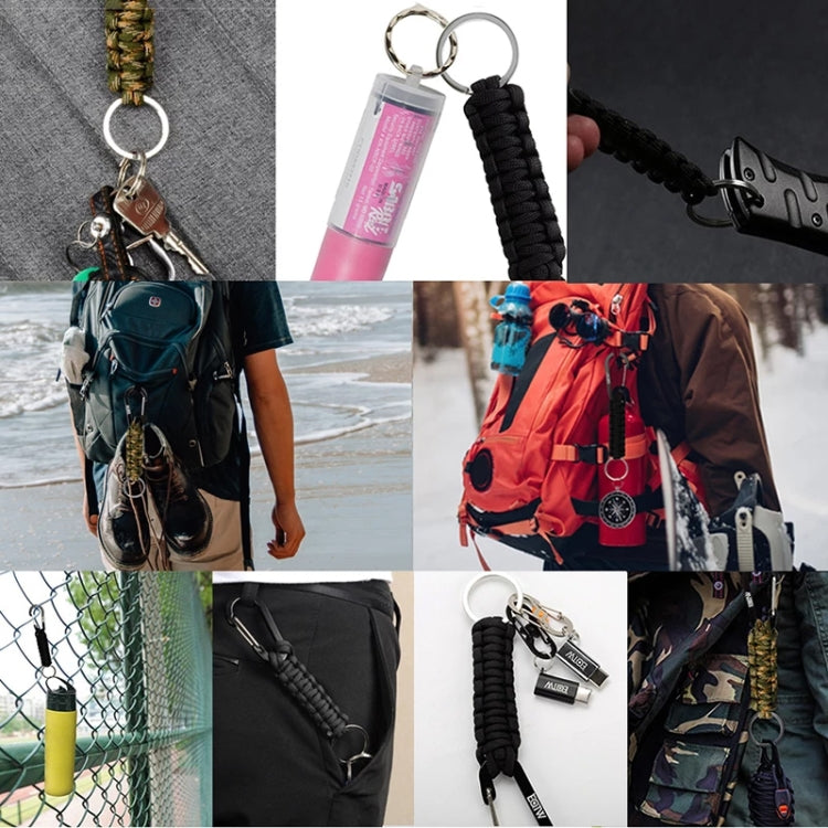Outdoor Multifunctional Nylon Umbrella Rope Carabiner Key Chain(Black) - free shipping - PMc TechLife - Order now!