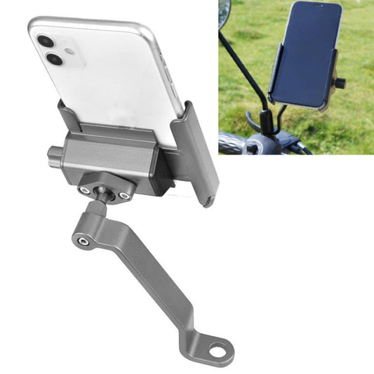 CYCLINGBOX Aluminum Alloy Mobile Phone Holder Bicycle Riding Takeaway Rotatable Metal Mobile Phone Bracket, Style:Rearview Mirror Installation(Titanium) - Holders by CYCLINGBOX | Online Shopping South Africa | PMC Jewellery | Buy Now Pay Later Mobicred