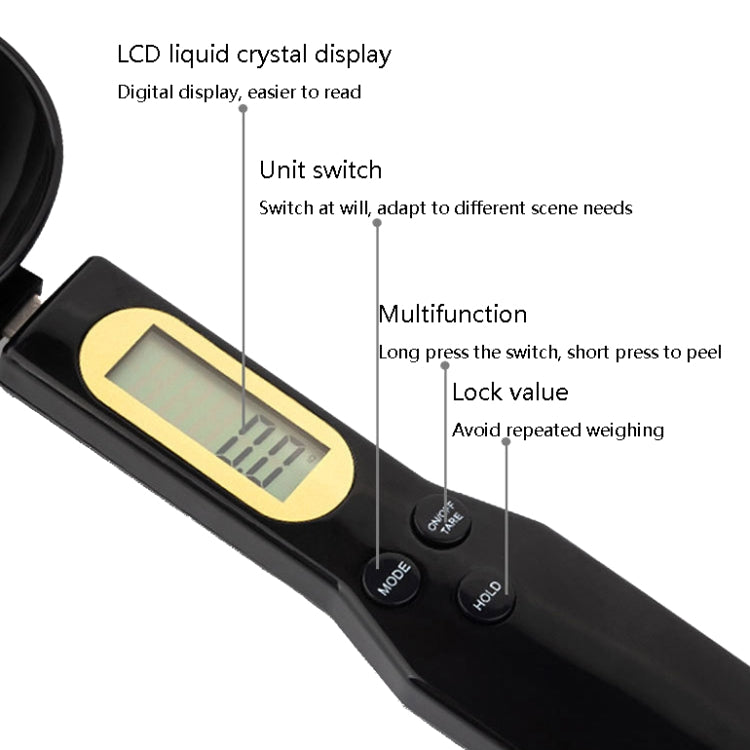 ABS Electronic Measuring Spoon Spoon Weighing Measuring Tool, Specification: 500g/0.1g, Colour: Black - Kitchen Scales by PMc TechLife | Online Shopping South Africa | PMc TechLife | Buy Now Pay Later Mobicred