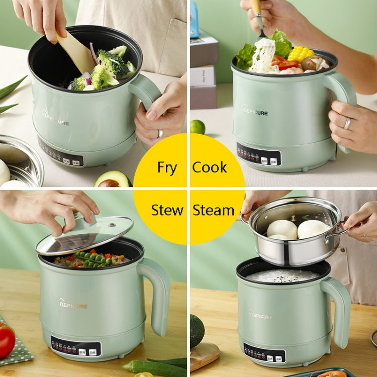 Multi-Function Electric-Cooker Mini Dormitory Student Cooking Rice Stir Frying Non-Stick Pot, 110V US Plug, Colour: White Manual Style with Steaming Grid(1.7L) - free shipping - PMC TechLife - Order now!