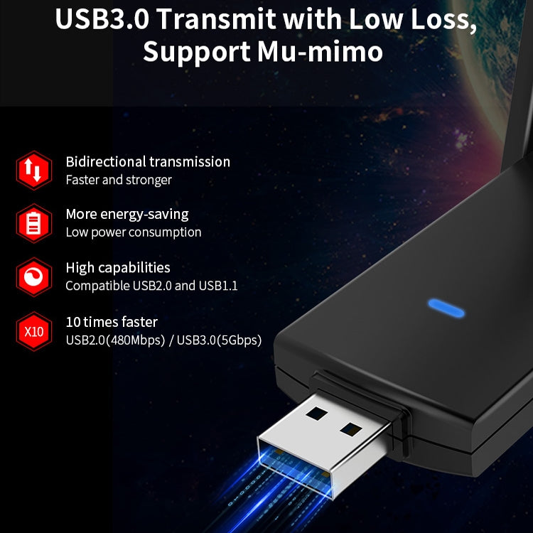 COMFAST CF-924AC V2 1200Mbps Dual Frequency Gigabit USB Computer WIFI Receiver High Power Wireless Network Card - USB Network Adapter by COMFAST | Online Shopping South Africa | PMC Jewellery | Buy Now Pay Later Mobicred