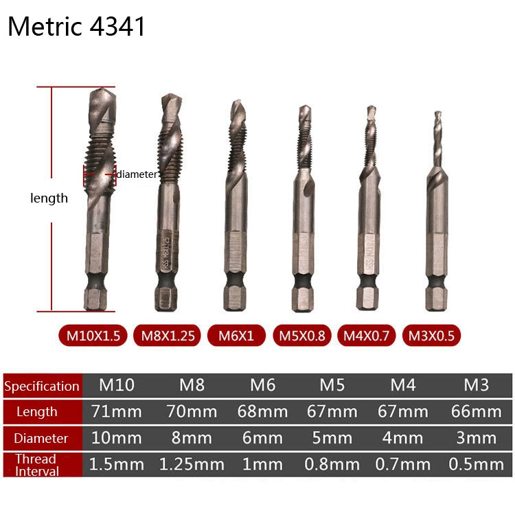 6 PCS / Set HSS Multi-Function Integrated Composite Tap Hole Tapping Chamfering - Drill & Drill Bits by PMC Jewellery | Online Shopping South Africa | PMC Jewellery