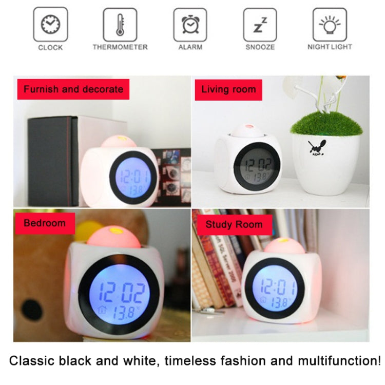 Multi-function LED Projection Alarm Clock Voice Talking Clock, Specification:Black + USB cable - Wall Clock by PMc TechLife | Online Shopping South Africa | PMc TechLife | Buy Now Pay Later Mobicred