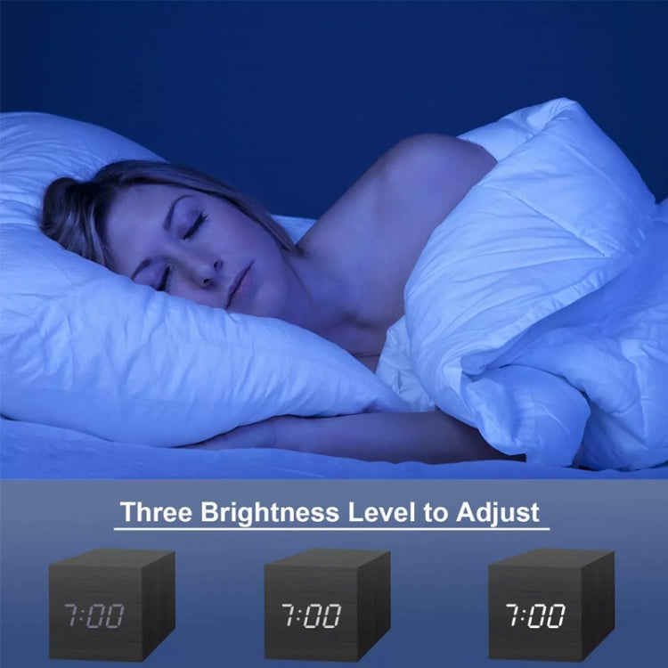 Multicolor Sounds Control Wooden Clock Modern Digital LED Desk Alarm Clock Thermometer Timer Black Green - Alarm Clocks by PMc TechLife | Online Shopping South Africa | PMc TechLife | Buy Now Pay Later Mobicred