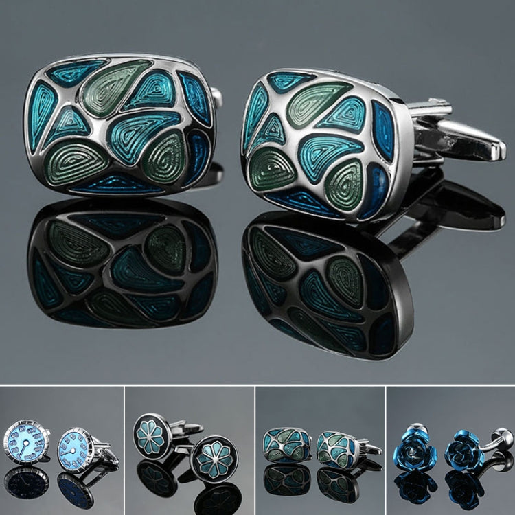 Men Shirt Cufflinks Blue Series Enamel Crystal Vintage Pattern Cufflinks, Color: 15 - Cufflinks by PMC Jewellery | Online Shopping South Africa | PMC Jewellery