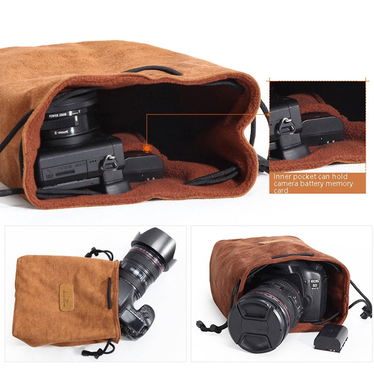 S.C.COTTON Liner Shockproof Digital Protection Portable SLR Lens Bag Micro Single Camera Bag Square Brown S - free shipping - PMC TechLife - Order now!