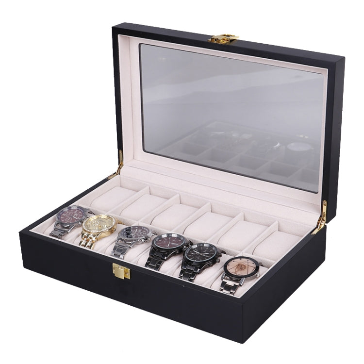 Wooden Baking Paint Watch Box Jewelry Storage Display Box(12-bit Black + Rice Matte) - free shipping - PMc TechLife - Order now!