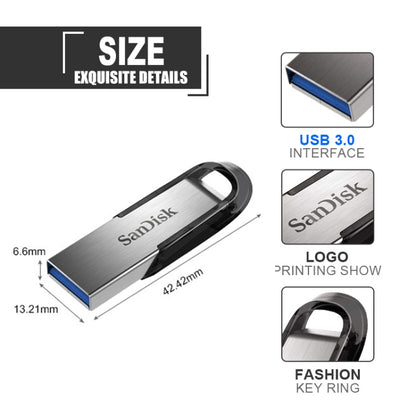 SanDisk CZ73 USB 3.0 High Speed Metal U Disk, Capacity: 128GB(Black) - USB Flash Drives by SanDisk | Online Shopping South Africa | PMC Jewellery | Buy Now Pay Later Mobicred