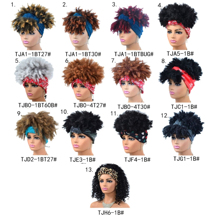 Headscarf Wig Black Gradient Small Curly Wig Explosive Headgear, Colour: 6.TJB0-4T27# - free shipping - PMC TechLife - Order now!