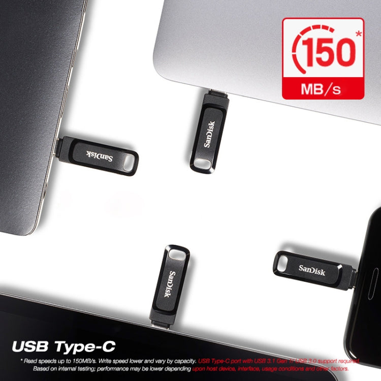 SanDisk Type-C + USB 3.1 Interface OTG High Speed Computer Phone U Disk, Colour: SDDDC3 Black Plastic Shell, Capacity: 64GB - USB Flash Drives by SanDisk | Online Shopping South Africa | PMC Jewellery | Buy Now Pay Later Mobicred