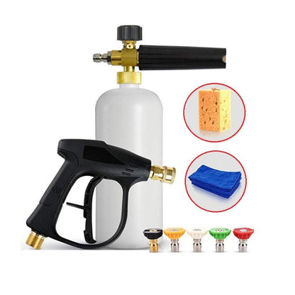 9 PCS / Set Pressure Washer Car Wash Tools with High Pressure Water Gun+Foam Pot+5 PCS Nozzle+Towel+Sponge - Car washing supplies by PMC Jewellery | Online Shopping South Africa | PMC Jewellery