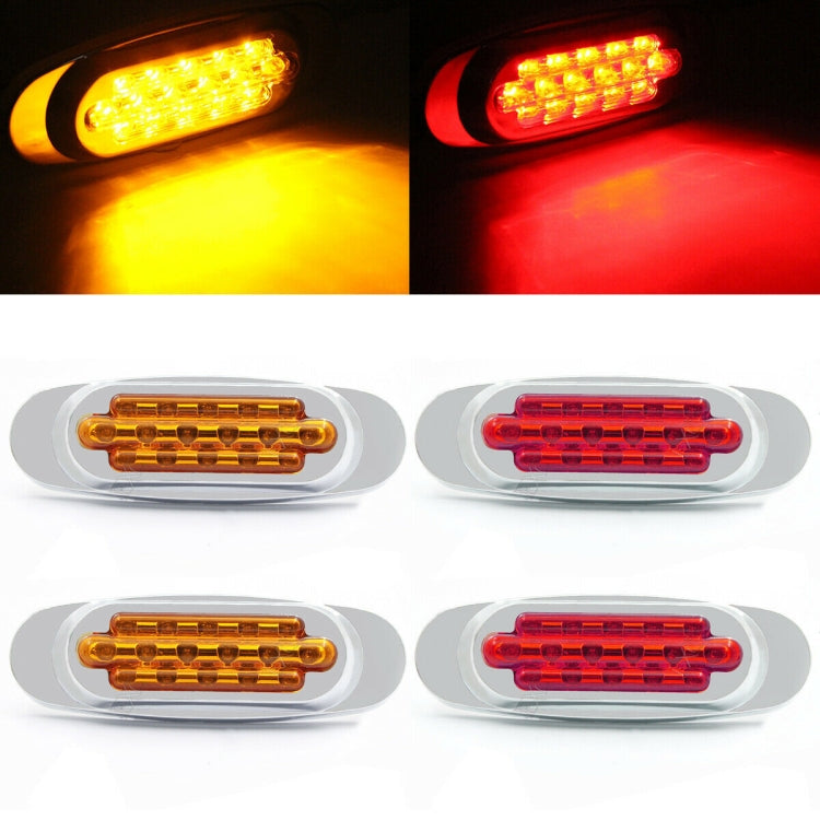 12-24V 16 LEDs Electroplating Side Lights Side Tail Lights Cargo Truck Modification Light, Colour: Red (High and Low Light 3 Lines) - Warning Lights by PMC Jewellery | Online Shopping South Africa | PMC Jewellery | Buy Now Pay Later Mobicred