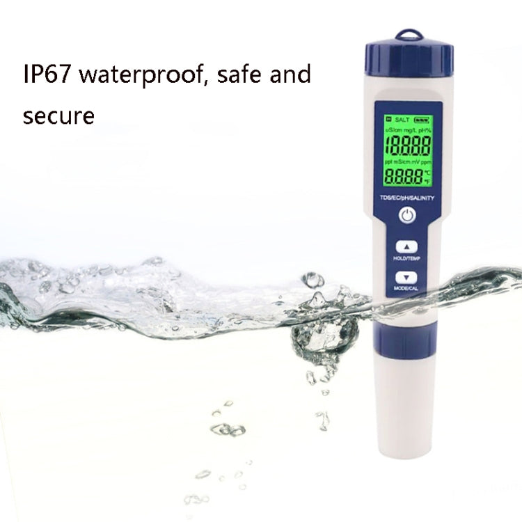 EZ-9909 PH/Salinity/Temperature/TDS/EC 5-in-1 Test Pen Multifunctional Water Quality Detector - free shipping - PMC Jewellery - Order now!