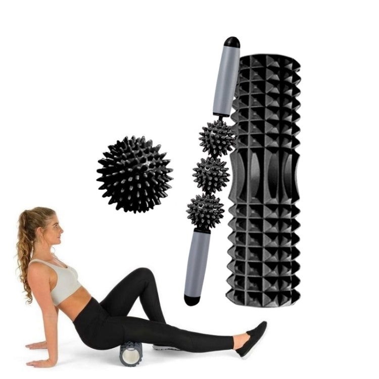 3 in 1 Eva Foam Roller Hollow Muscle Relaxation Roller Yoga Column Set, Length: 33cm (Black Crescent) - Massage & Relaxation by PMC Jewellery | Online Shopping South Africa | PMC Jewellery