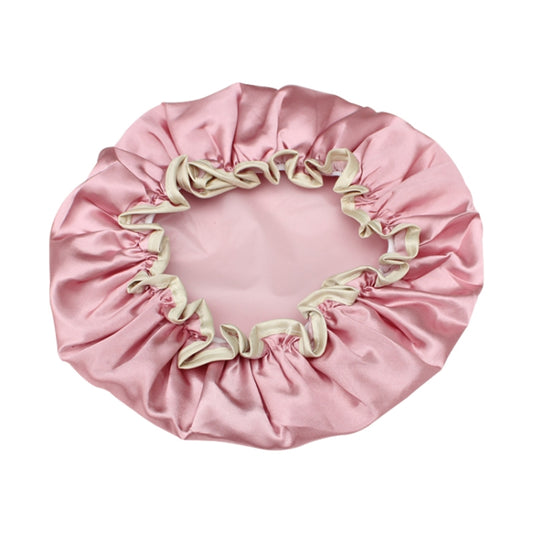 Lovely Thick Women Satin Colorful Double Waterproof Hair Cover Bathing Cap(Pink) - Bath Supplies by PMC Jewellery | Online Shopping South Africa | PMC Jewellery | Buy Now Pay Later Mobicred