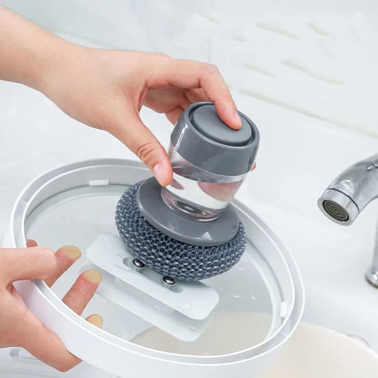 Multifunctional Push-Type Cleaning Brush Kitchen Detergent Automatic Liquid Addition Dishwashing Brush(Steel Ball Pot Brush) - Cleaning Tools by PMc TechLife | Online Shopping South Africa | PMc TechLife | Buy Now Pay Later Mobicred