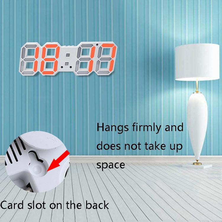6609 3D Stereo LED Alarm Clock Living Room 3D Wall Clock, Colour: Black Frame Orange Light - Alarm Clocks by PMc TechLife | Online Shopping South Africa | PMc TechLife | Buy Now Pay Later Mobicred