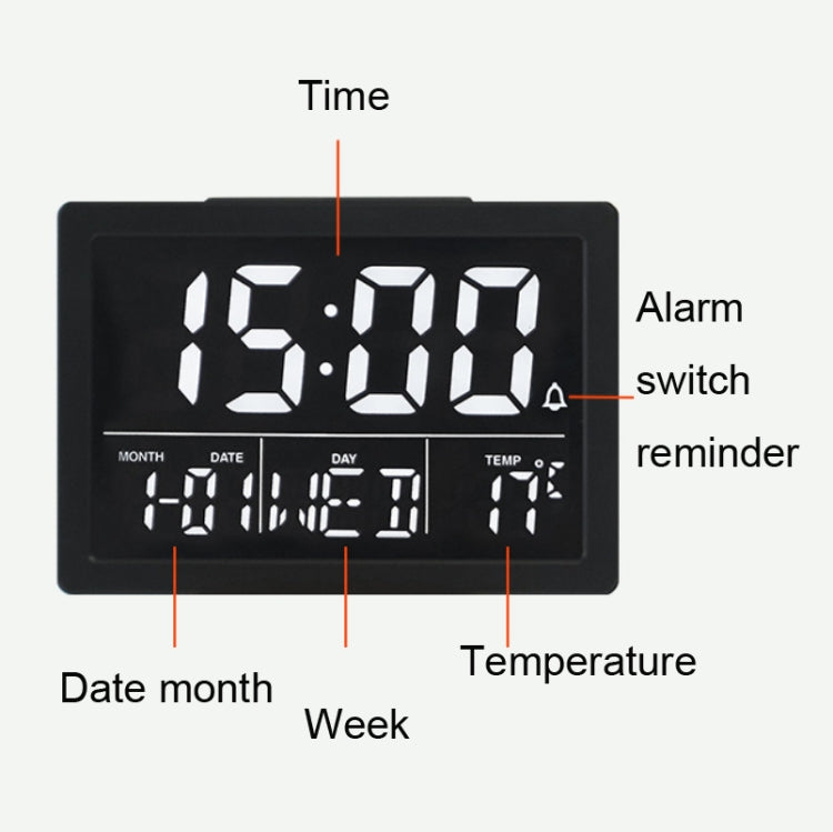 Large Screen LED Clock Bedside Multifunctional Electronic Alarm Clock(White Shell White Light) - Alarm Clocks by PMc TechLife | Online Shopping South Africa | PMc TechLife | Buy Now Pay Later Mobicred