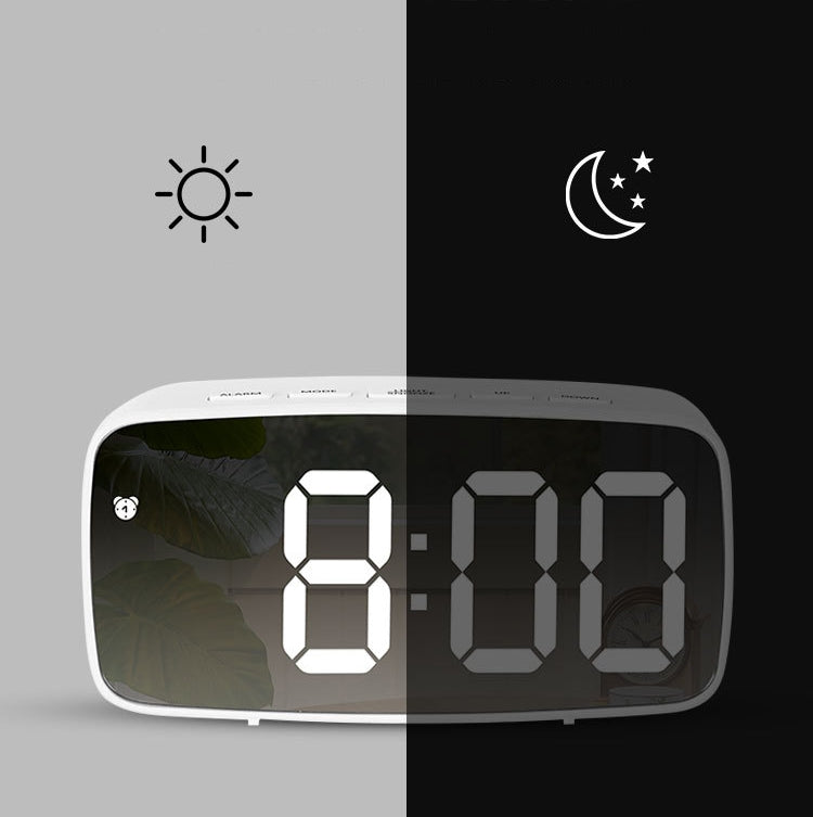 Mirror Bedside Alarm Clock Battery Plug-In Dual-Purpose LED Clock, Colour: Rectangle Black Shell (Black Surface Red light) - Alarm Clocks by PMc TechLife | Online Shopping South Africa | PMc TechLife | Buy Now Pay Later Mobicred