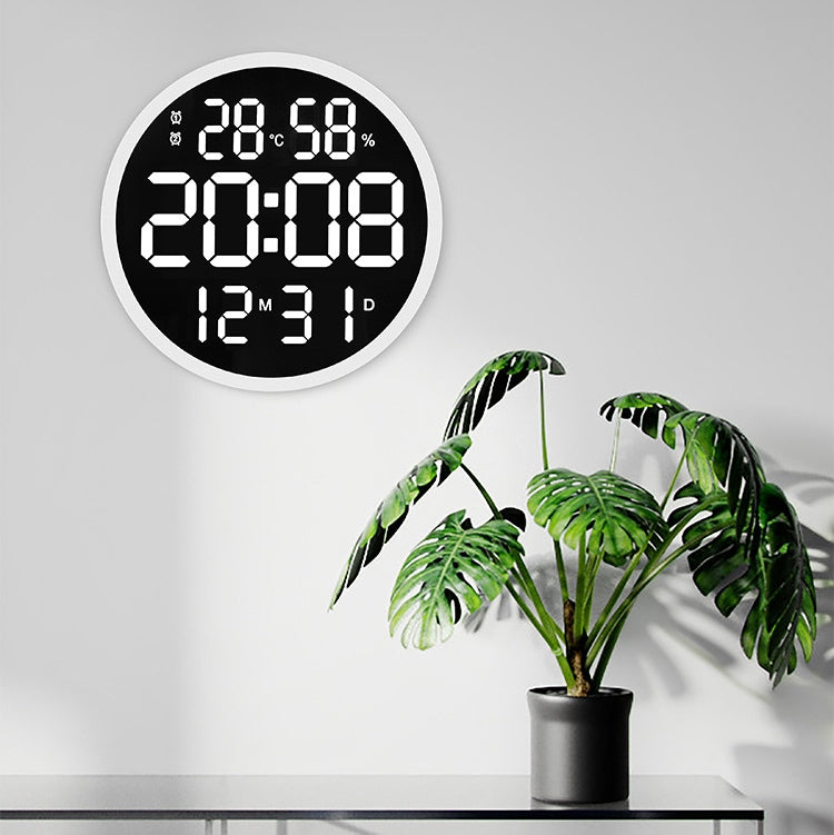 6620 12 Inch LED Simple Wall Clock Living Room Round Silent Digital Temperature And Humidity Electronic Clock(White Frame EU Plug) - Wall Clock by PMc TechLife | Online Shopping South Africa | PMc TechLife | Buy Now Pay Later Mobicred