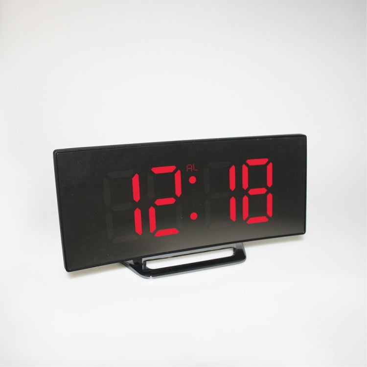 6507 Curved Big Screen Electronic Clock LED Mirror Mute Alarm Clock(Red) - Alarm Clocks by PMc TechLife | Online Shopping South Africa | PMc TechLife | Buy Now Pay Later Mobicred