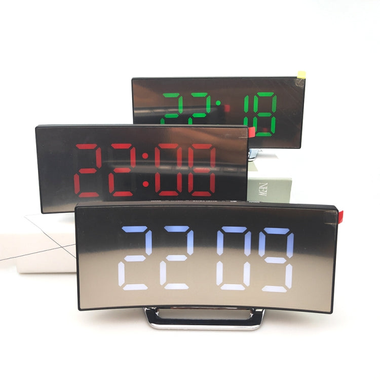 6507 Curved Big Screen Electronic Clock LED Mirror Mute Alarm Clock(Red) - Alarm Clocks by PMc TechLife | Online Shopping South Africa | PMc TechLife | Buy Now Pay Later Mobicred