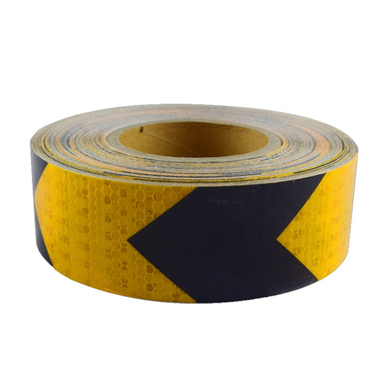 PVC Crystal Color Arrow Reflective Film Truck Honeycomb Guidelines Warning Tape Stickers 5cm x 25m(Yellow Black) - Reflective Material by PMC Jewellery | Online Shopping South Africa | PMC Jewellery | Buy Now Pay Later Mobicred