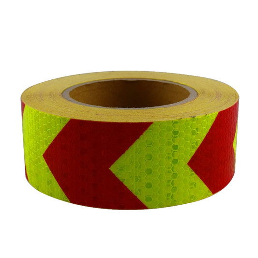 PVC Crystal Color Arrow Reflective Film Truck Honeycomb Guidelines Warning Tape Stickers 5cm x 25m(Fluorescent Green Red) - Reflective Material by PMC Jewellery | Online Shopping South Africa | PMC Jewellery | Buy Now Pay Later Mobicred