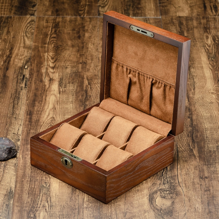 6 Slots Willow Watch Storage Box Jewelry Collection Display Box With Lock(Square) - free shipping - PMc TechLife - Order now!