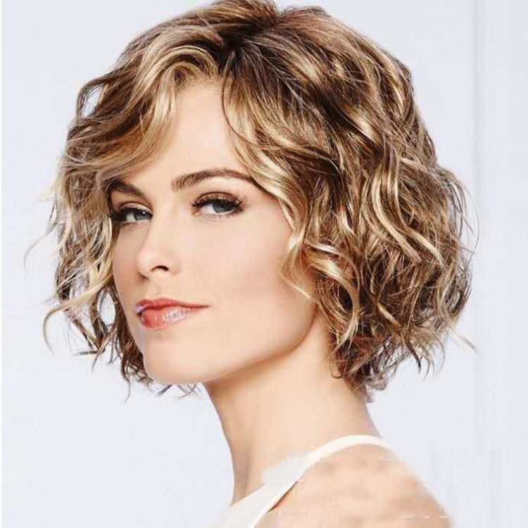 Ladies Oblique Bangs Fluffy Short Curly Hair Wig Headgear - free shipping - PMC TechLife - Order now!