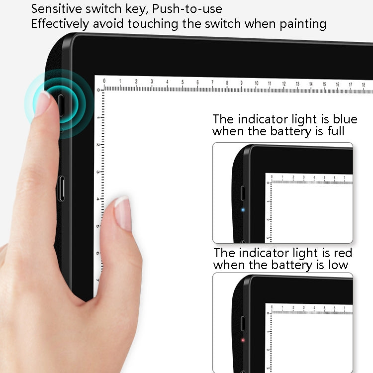 A4-D26  Charging Copy Table Soft Light Eye Protection Edging Copy Board Drawing Board(Blue) -  by PMC Jewellery | Online Shopping South Africa | PMC Jewellery | Buy Now Pay Later Mobicred