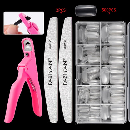 FABIYAN Nail Brush Nail Piece Set Nail Art Polishing Supplies Set, Specification: Transparent Full-sticked Small Set - Nail Art Equipment by FABIYAN | Online Shopping South Africa | PMC Jewellery | Buy Now Pay Later Mobicred