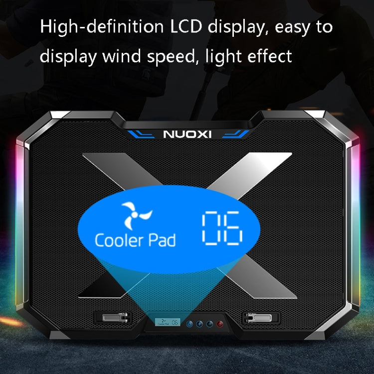 NUOXI Q8 Notebook Radiator LCD Screen Button Controllable RBG Luminescence Computer Cooling Base(Black) - Cooling Pads by NUOXI | Online Shopping South Africa | PMC Jewellery | Buy Now Pay Later Mobicred