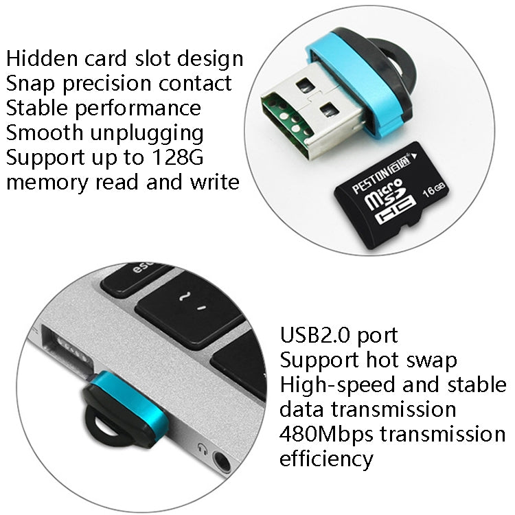 480Mbps Mini Micro SD Card Mobile Phone High-Speed TF Memory Card Reader Computer Car Speaker Card Reader(Black) -  by PMC TechLife | Online Shopping South Africa | PMC TechLife