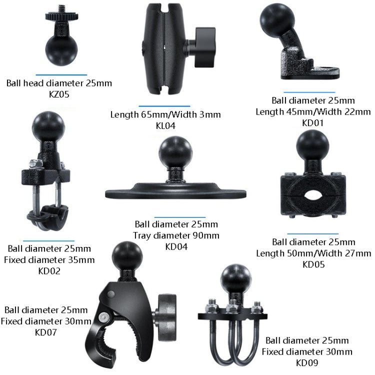 Motorcycle Riding Recorder Bracket Camera Holder, Style: KZ05 + KL04 + KD01 - Holder by PMC TechLife | Online Shopping South Africa | PMC TechLife | Buy Now Pay Later Mobicred