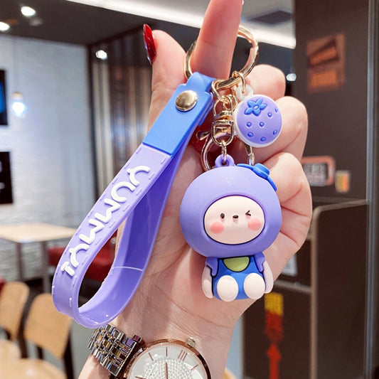 5 PCS Cartoon Animal Fruit Soft Rubber Doll Keychain School Bag Pendant(Blueberry) - Key Rings by PMC Jewellery | Online Shopping South Africa | PMC Jewellery | Buy Now Pay Later Mobicred