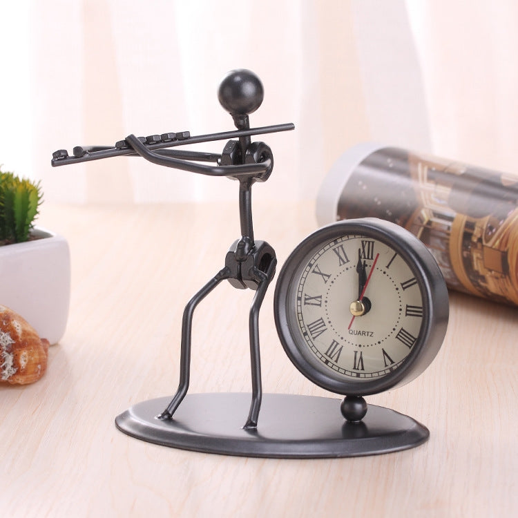 Iron Stainless Steel Small Table Clock Retro Personality Clock Birthday Gift(C63 Flute Clock) - Novelty Clock by PMc TechLife | Online Shopping South Africa | PMc TechLife | Buy Now Pay Later Mobicred
