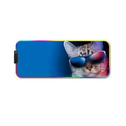 400x900x4mm F-01 Rubber Thermal Transfer RGB Luminous Non-Slip Mouse Pad(Glasses Cat) - Mouse Pads by PMC Jewellery | Online Shopping South Africa | PMC Jewellery | Buy Now Pay Later Mobicred