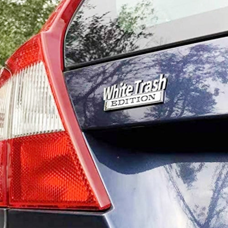 2 PCS Car Metal Modification Standard White Trash Edition Car Label Stickers(Silver Red) - Decorative Sticker by PMC TechLife | Online Shopping South Africa | PMC TechLife | Buy Now Pay Later Mobicred
