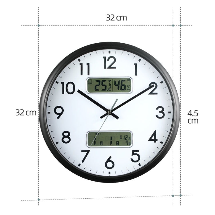 13 Inch Dual-screen LED Display Wall Clock Living Room Temperature And Humidity Calendar Multi-function Clock(Black) - Wall Clock by PMc TechLife | Online Shopping South Africa | PMc TechLife | Buy Now Pay Later Mobicred