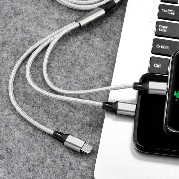 2 PCS ZZ034 USB To 8 Pin + USB-C / Type-C + Micro USB 3 In 1 Fast Charging Cable, Style: Mini-Silver - free shipping - PMC Jewellery - Order now!