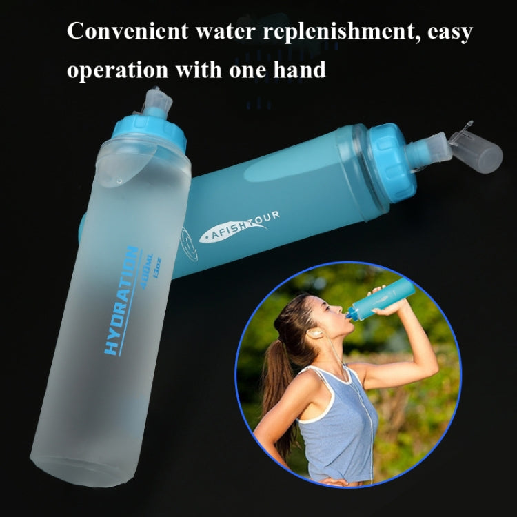 AFISHTOUR TPU Outdoor Sports Soft Water Bag Marathon Water Bottle Folding Water Bag, Capacity: 400ml (Blue) - Kettles by AFISHTOUR | Online Shopping South Africa | PMC Jewellery