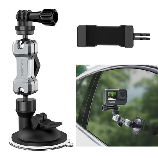 Sunnylife TY-Q9415 Aluminum Alloy Phone Holder Car Suction Cup Bracket Holder for GoPro Hero11 Black / HERO10 Black /9 Black /8 Black /7 /6 /5 /5 Session /4 Session /4 /3+ /3 /2 /1, DJI Osmo Action an ... ction Cameras, Colour: Bracket + Mobile Phone Clip - Holder by Sunnylife | Online Shopping South Africa | PMC Jewellery | Buy Now Pay Later Mobicred