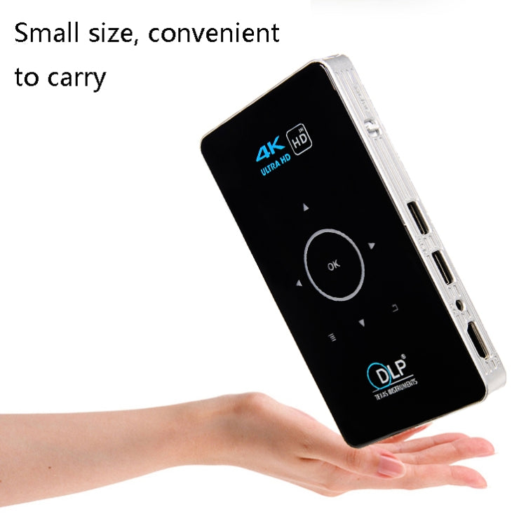 C6 1G+8G Android System Intelligent DLP HD Mini Projector Portable Home Mobile Phone Projector， UK Plug (Black) - Mini Projector by PMC Jewellery | Online Shopping South Africa | PMC Jewellery | Buy Now Pay Later Mobicred