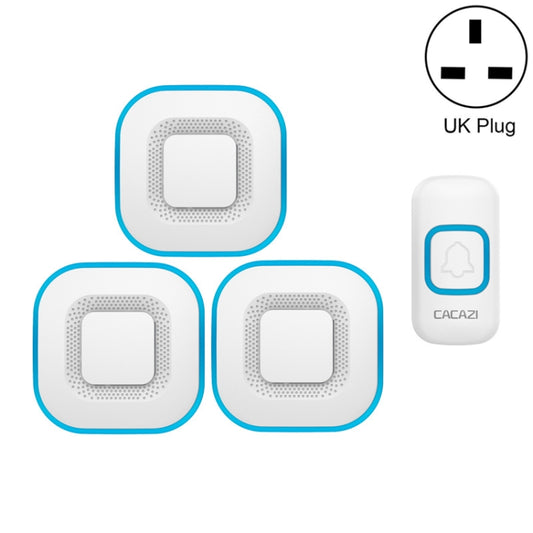 CACAZI V028F 1 For 3 Wireless Music Doorbell without Battery, Plug:UK Plug(White) - Wireless Doorbell by CACAZI | Online Shopping South Africa | PMC Jewellery