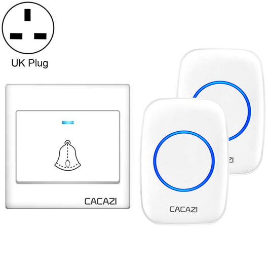 CACAZI H10 1 For 2 Home Wireless Music Doorbell without Battery, Plug:UK Plug(White) - Wireless Doorbell by CACAZI | Online Shopping South Africa | PMC Jewellery