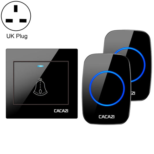 CACAZI H10 1 For 2 Home Wireless Music Doorbell without Battery, Plug:UK Plug(Black) - Wireless Doorbell by CACAZI | Online Shopping South Africa | PMC Jewellery