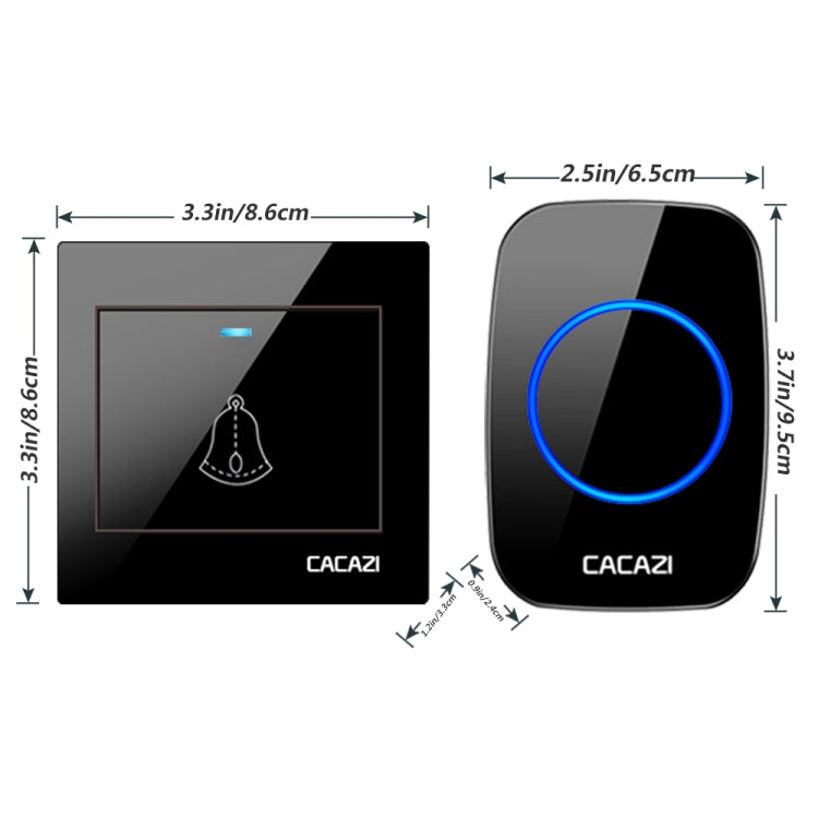 CACAZI H10 1 For 2 Home Wireless Music Doorbell without Battery, Plug:UK Plug(Black) - Wireless Doorbell by CACAZI | Online Shopping South Africa | PMC Jewellery